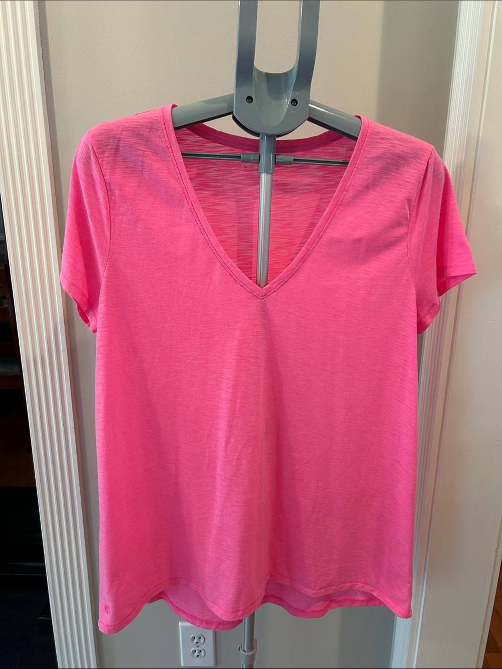 Lilly Pulitzer Hot Pink V-Neck Short Sleeve Etta Top